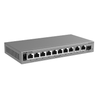 RG-ES211GS-LP REYEE 11-Port Gigabit Smart Cloud Managed PoE Switch, 1 x SFP Uplink